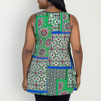 24seven Comfort Apparel Womens Scoop Neck Sleeveless Plus Tank Top