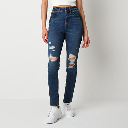 Arizona Ripped Womens High Rise Curvy Fit Skinny Fit Jean