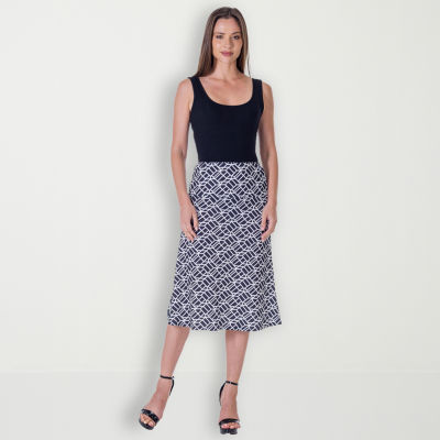 24seven Comfort Apparel Womens Stretch Fabric A-Line Skirt