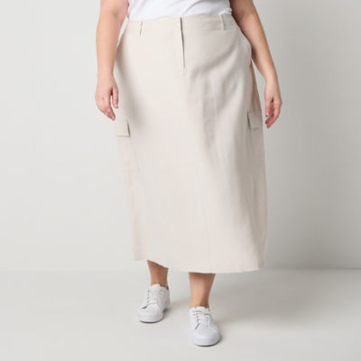 Liz Claiborne Womens Mid Rise Midi A-Line Skirt