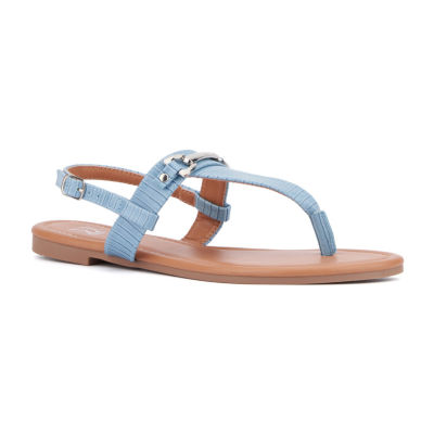 New York & Company Womens Angelica T-Strap Flat Sandals
