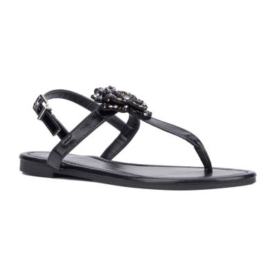 New York & Company Womens Ailis T-Strap Flat Sandals