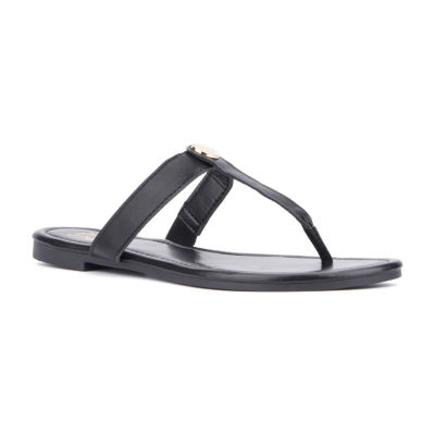 New York & Company Womens Adonia T-Strap Flat Sandals