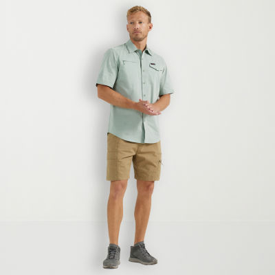 Wrangler Utility Mens Moisture Wicking Regular Fit Short Sleeve Button-Down Shirt