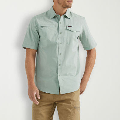 Wrangler Utility Mens Moisture Wicking Regular Fit Short Sleeve Button-Down Shirt
