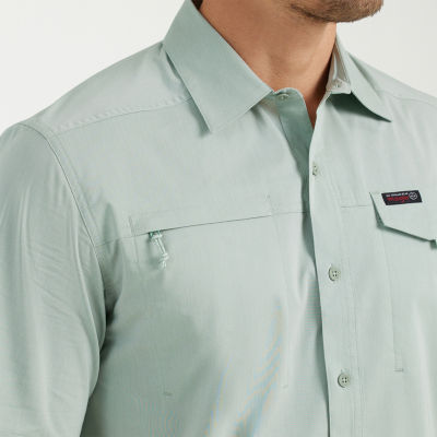 Wrangler Utility Mens Moisture Wicking Regular Fit Short Sleeve Button-Down Shirt