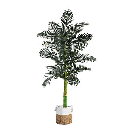 Nearly Natural 8' Golden Cane Palm Artificial Plant, One Size, Green