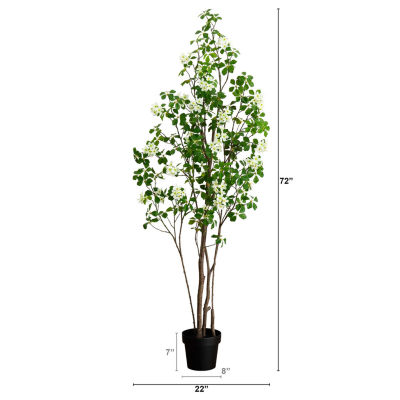 Nearly Natural 6' Dogwood With Real Touch Leaves Artificial Plant