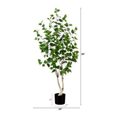 Nearly Natural 5' Birch With Real Touch Leaves Artificial Plant