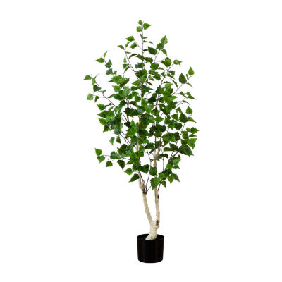 Nearly Natural 5' Birch With Real Touch Leaves Artificial Plant