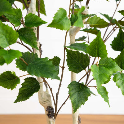 Nearly Natural 5' Birch With Real Touch Leaves Artificial Plant