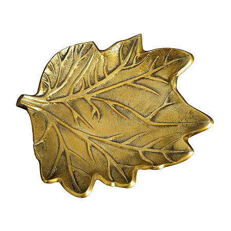 Nearly Natural 10 Gold Tree Of Life Leaf Decorative Tray, One Size, Yellow