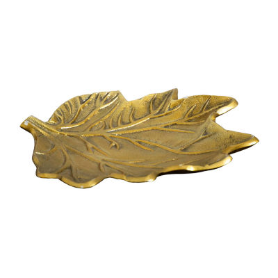 Nearly Natural "10"" Gold Tree Of Life Leaf" Decorative Tray