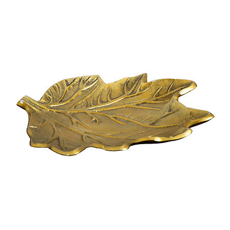 Nearly Natural 10 Gold Tree Of Life Leaf Decorative Tray, One Size, Yellow