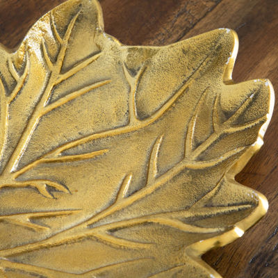 Nearly Natural 10" Gold Tree Of Life Leaf Decorative Tray