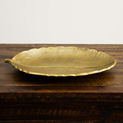 Nearly Natural "16"" Gold Leaf" Decorative Tray