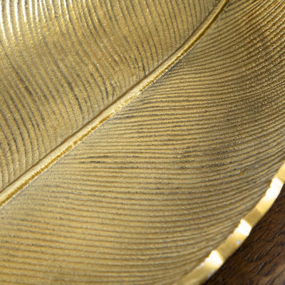 Nearly Natural "16"" Gold Leaf" Decorative Tray