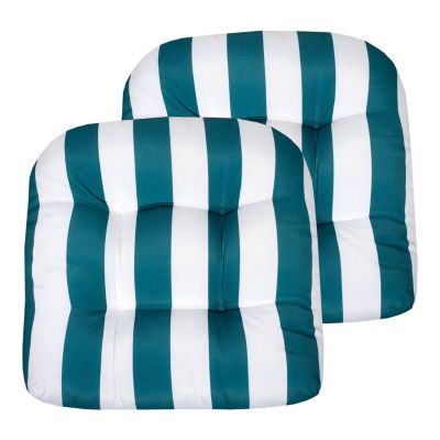 Sweet Home Collection™ Havana Stripe Patio Cushions Indoor/Outdoor Reversible Chair Pads Tufted 19" x 19"