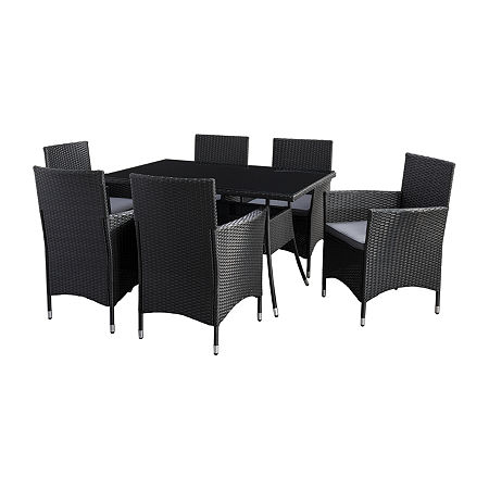 Parksville Patio Collection 7-Piece Dining Set With Arm Chairs, One Size, Black