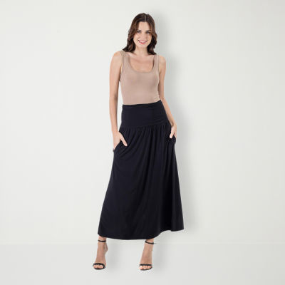 24seven Comfort Apparel Womens Stretch Fabric Maxi Skirt