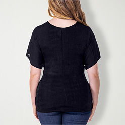 売れ筋商品|||２４セブンコンフォート カットソー トップス レディース Women's Relaxed Fit Ribbed Knit V Neck Sweatshirt Top Black 24seven Comfort Apparel Tops for Women - JCPenney