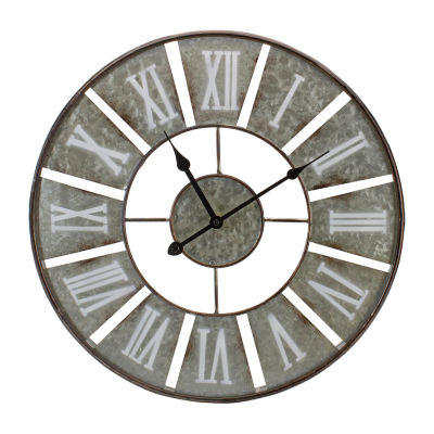 Northlight 18" Galvanized Metal Roman Numeral Wall Clock