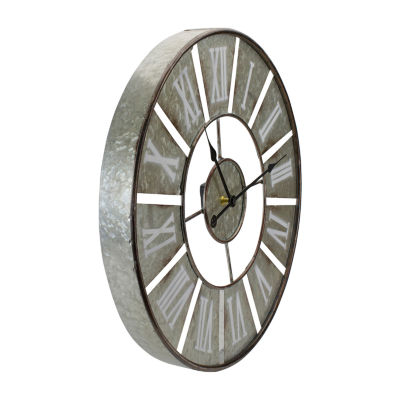 Northlight 18" Galvanized Metal Roman Numeral Wall Clock