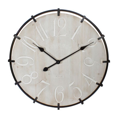 Northlight 23.5" Black Metal And Wood Country Rustic Wall Clock