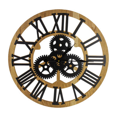 Northlight 24" Battery Operated Roman Numeral With Cogs Wall Clock