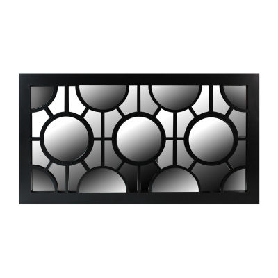 Northlight 25.5" Black Geometric Round Wall Mirror