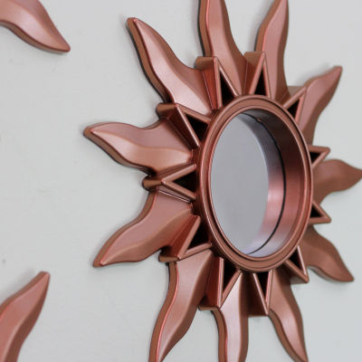 Northlight 9.5" Mayan Sunburst Matte Copper Mini Rectangular Wall Mirror