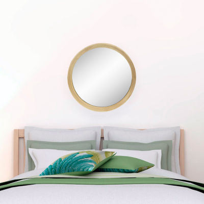 Northlight 13" Gold With Woodgrain Finish Round Wall Mirror