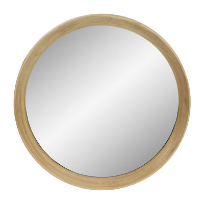 Northlight 13" Gold With Woodgrain Finish Round Wall Mirror