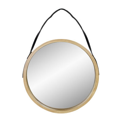 Northlight 21" Beige With Woodgrain Finish Round Wall Mirror