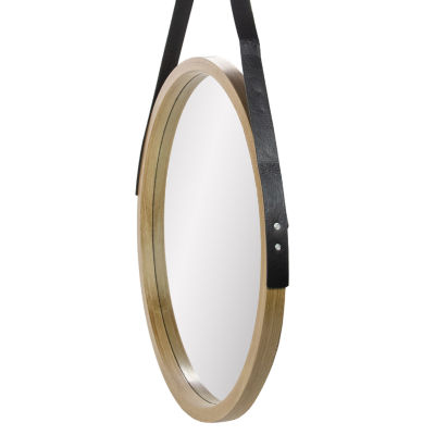 Northlight 21" Beige With Woodgrain Finish Round Wall Mirror