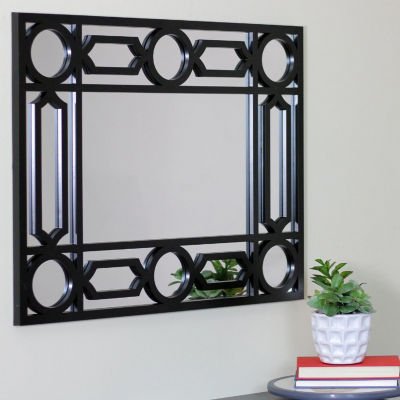 Northlight 29.5" Black Framed Geometric Style Round Wall Mirror