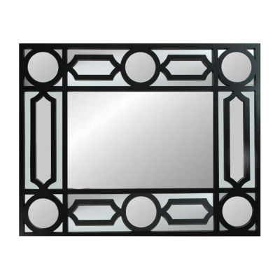 Northlight 29.5" Black Framed Geometric Style Round Wall Mirror