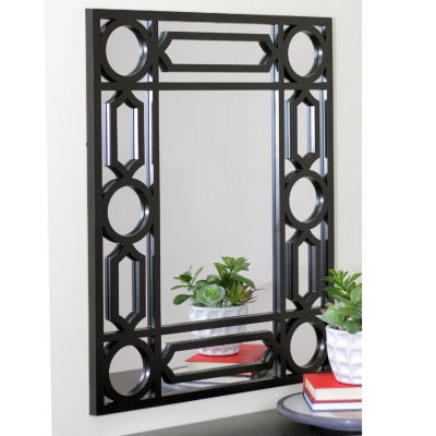 Northlight 29.5" Black Framed Geometric Style Round Wall Mirror