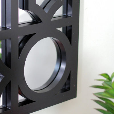 Northlight 29.5" Black Framed Geometric Style Round Wall Mirror