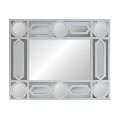 Northlight 29.5" White Framed Geometric Openwork Rectangular Wall Mirror
