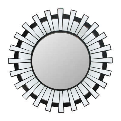 Northlight 25.5" Black Sunburst Mounted Round Wall Mirror