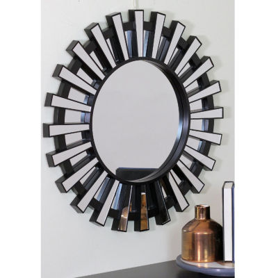 Northlight 25.5" Black Sunburst Mounted Round Wall Mirror