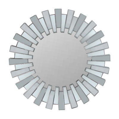 Northlight 25.5" Silver Aztec Sunburst Round Wall Mirror