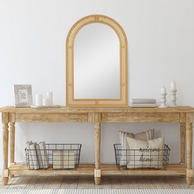 Northlight 36" Arched Lattice Weaved Wall Mirror