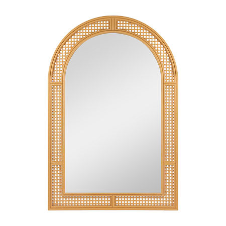 Northlight 36 Arched Lattice Weaved Wall Mirror, One Size, Beige