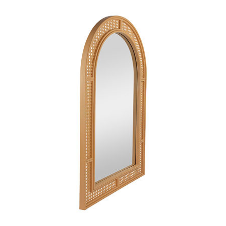 Northlight 36 Arched Lattice Weaved Wall Mirror, One Size, Beige