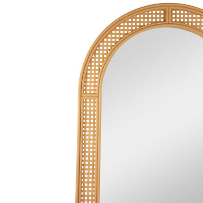 Northlight 36" Arched Lattice Weaved Round Wall Mirror