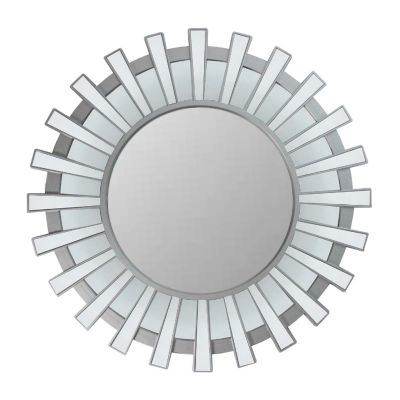 Northlight 25.5" Matte Silver Sunburst Wall Mirror