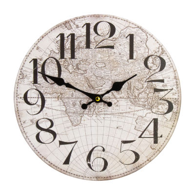 Northlight 12" Battery Operated White World Globe Wall Clock, Color Ivory JCPenney