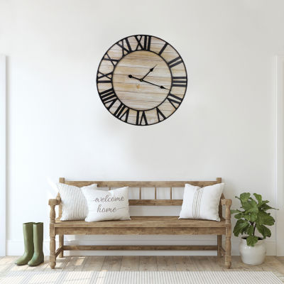 Northlight 24" Ivory Battery Operated Roman Numeral With Metal Frame Wall Clock